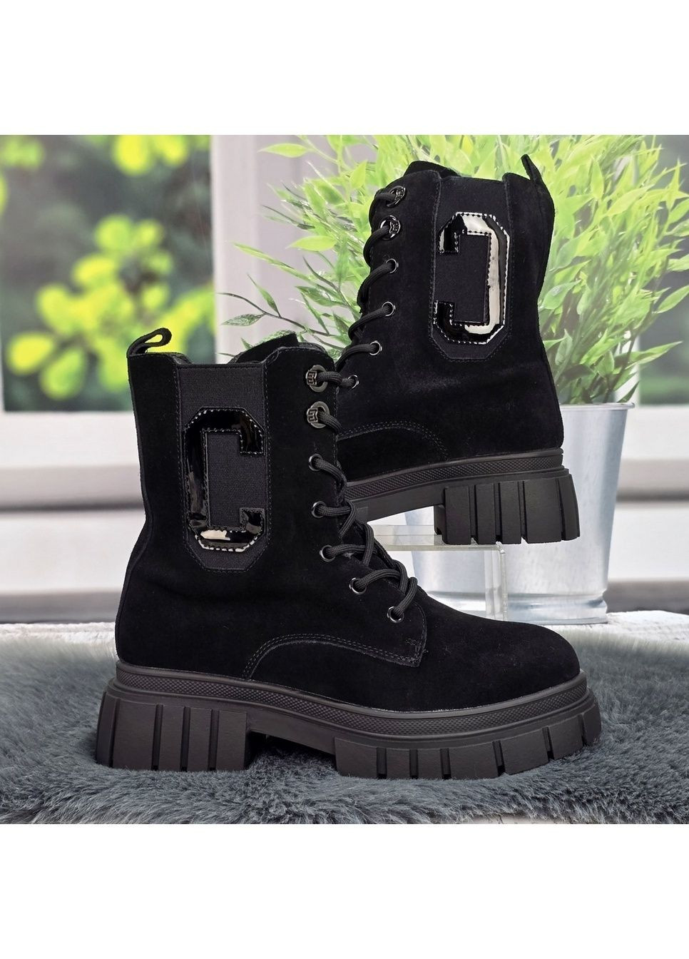 Черевики жіночі зимові чорні натуральна замша на хутрі Yimeili (369481289)