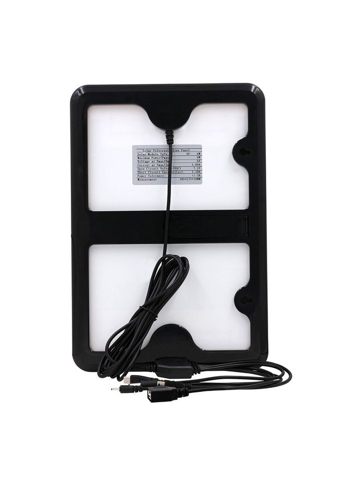 Портативний складний зарядний пристрій із сонячною панеллю з USB виходом 5в1 EP-0606A 6W 6V Чорний No Brand (360921351)