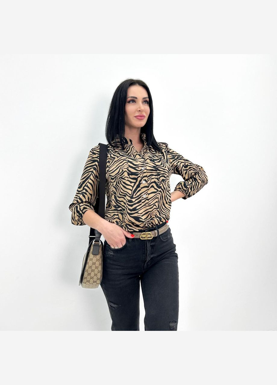 Кофейная женская блуза с принтом Fashion Girl