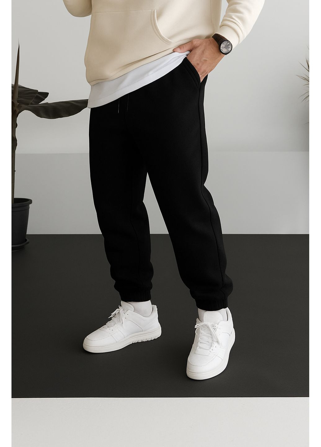 Черные спортивные, повседневный, кэжуал зимние брюки No Brand