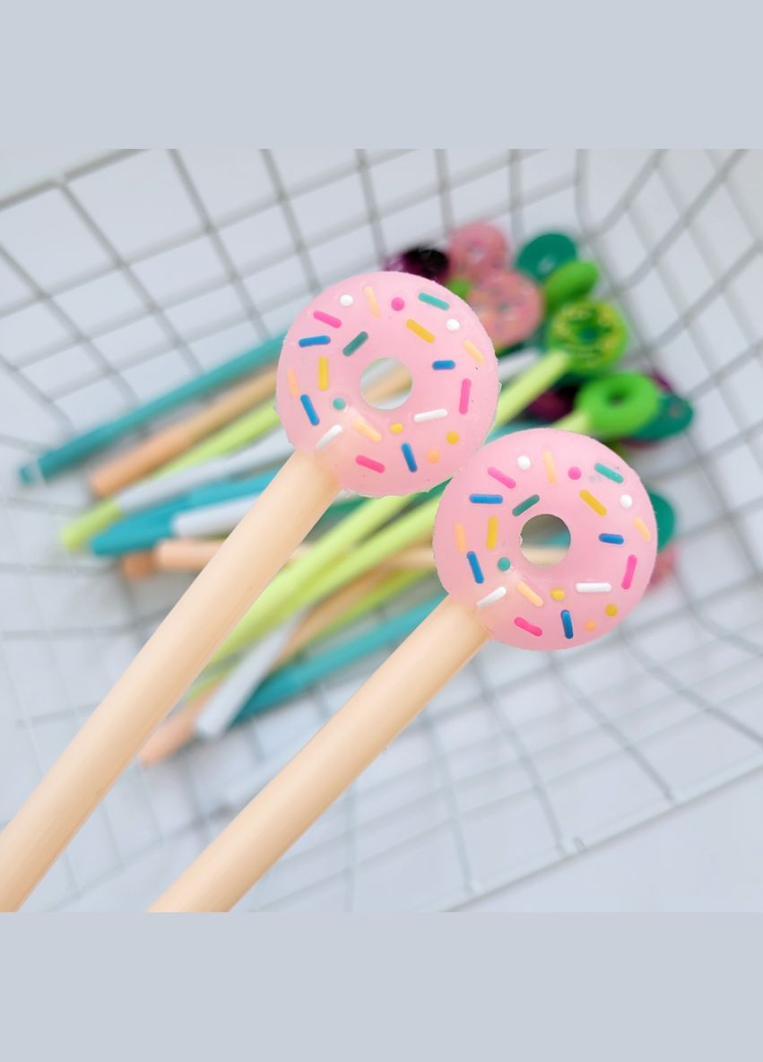 Гелевая ручка в корейском стиле с объемной фигуркой пончик розовый черная гелевая паста сменный стержень No Brand (320916893)