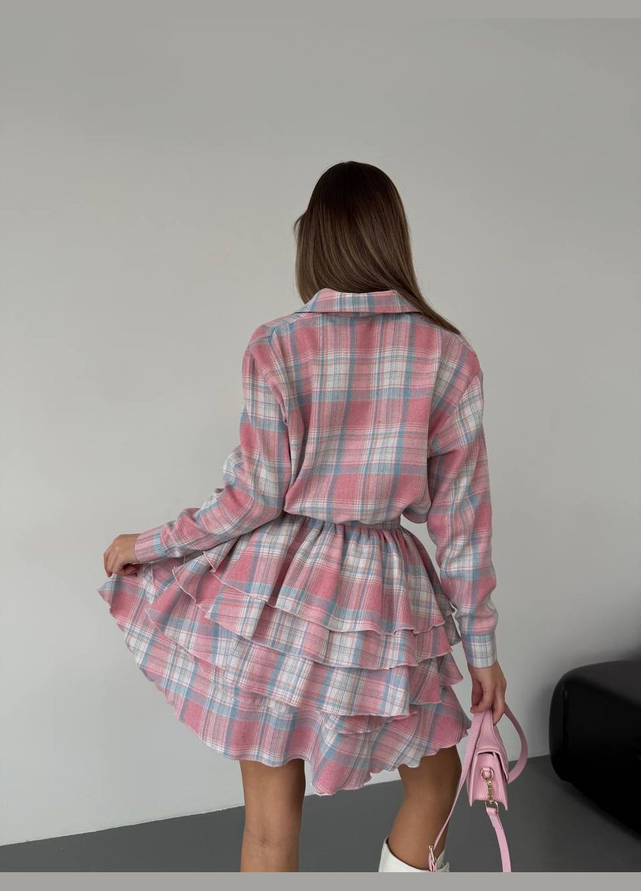 Рожева коктейльна, ділова, повсякденний, кежуал, вечірня жіноча сукня кльош No Brand в клітинку