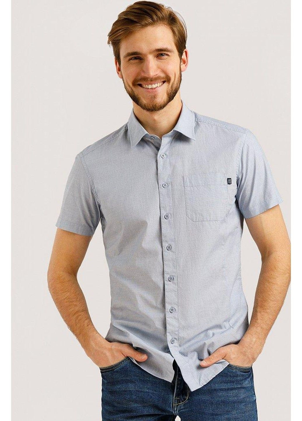 Голубой кэжуал рубашка однотонная Finn Flare