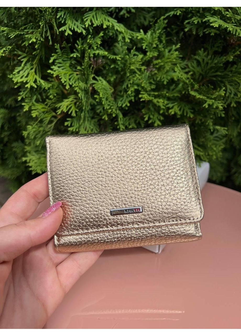 Жіночий гаманець із золотої натуральної шкіри Туреччина на кнопці, зовнішнє відділення для монет Karya (355803771)