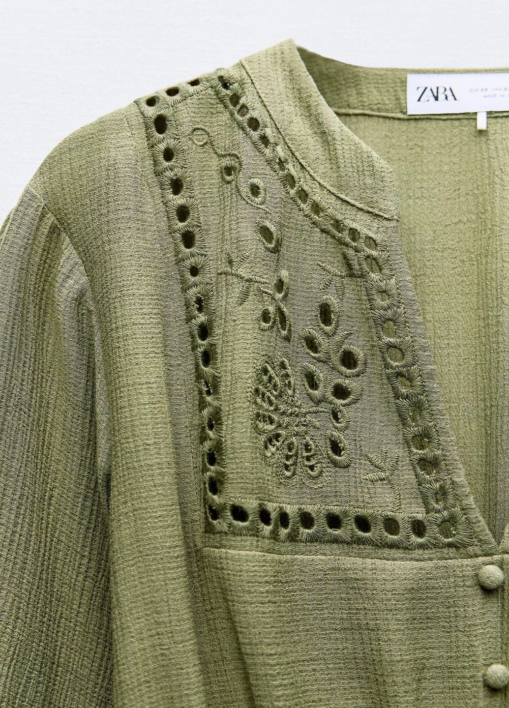 Оливковое (хаки) повседневный платье Zara с орнаментом