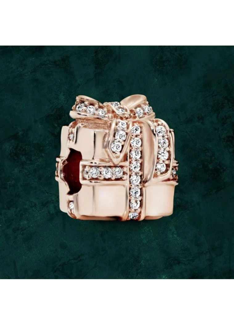 Срібна намистина шарм "Подарунок" Pandora (Пандора) 781400CZ з покриттям 14к золотом No Brand (376830631)