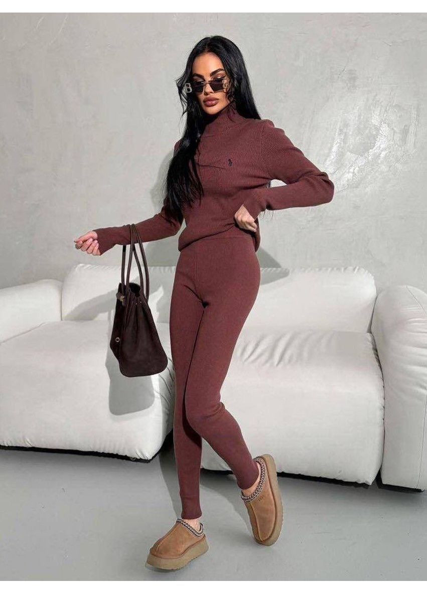 Трикотажный костюм с гольфом и облегающими брюками No Brand (365251024)