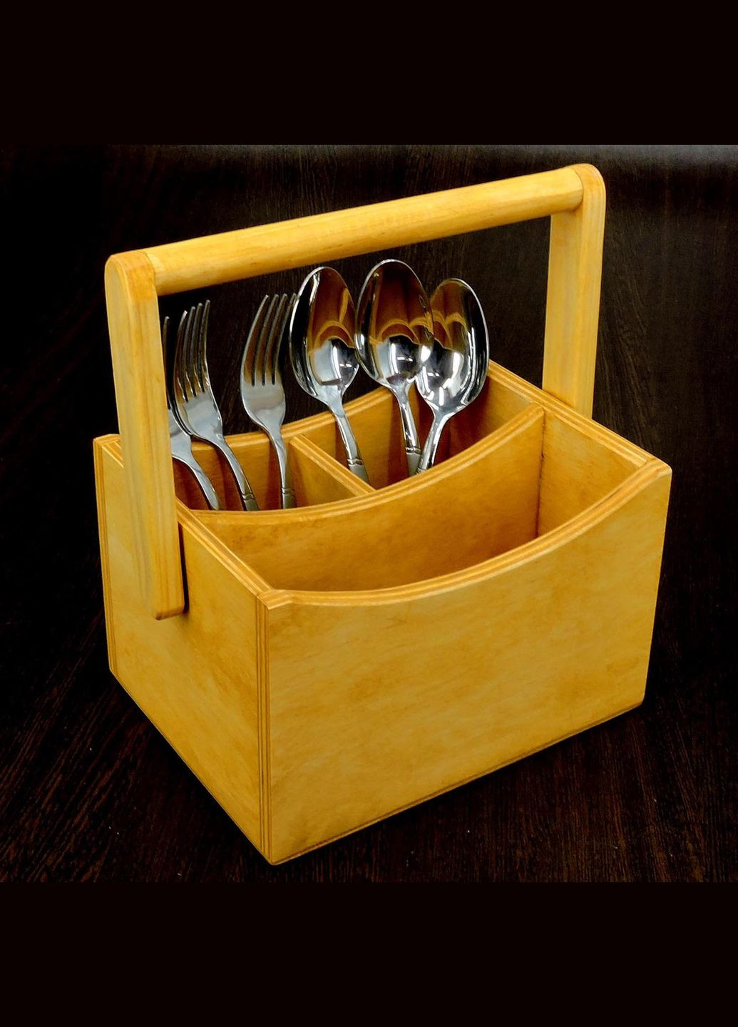 Підставка для столових приладів з дерева Торно каррі (ПСП-002803) No Brand (327426509)