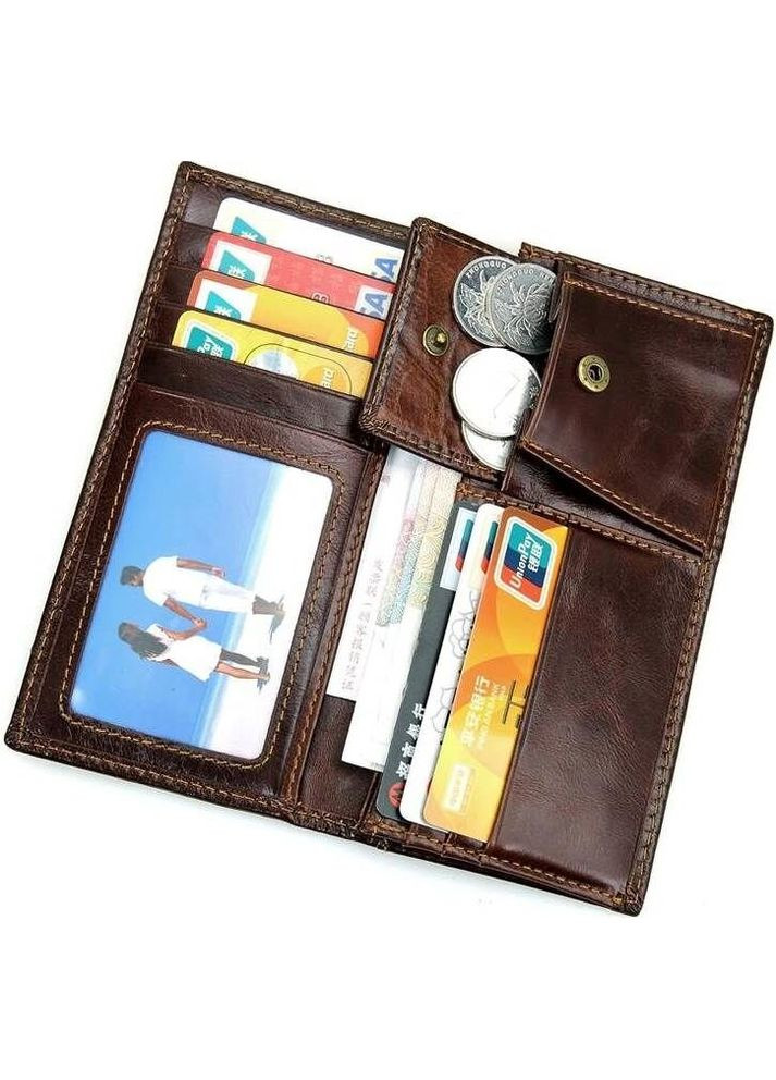 Гаманець чоловічий без застібки із натуральної шкіри з монетницею коричневий (sku_14536) No Brand (327819754)