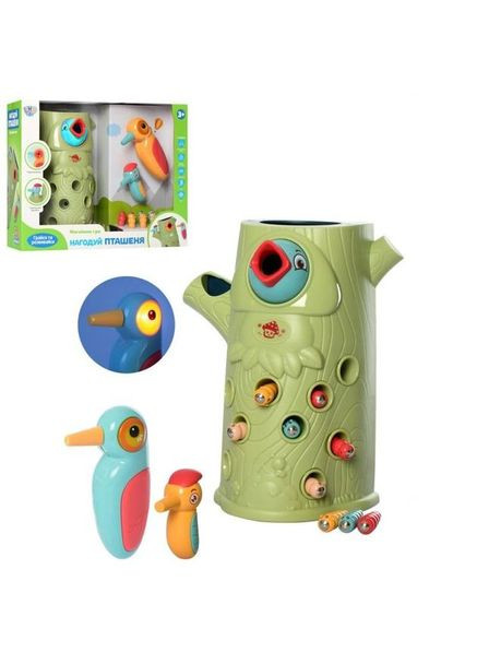 Магнітна гра Limo Toy Нагодуй дятлика з магнітними гусеничками, звукові ефекти (FT0016GR) MFC (364111136)