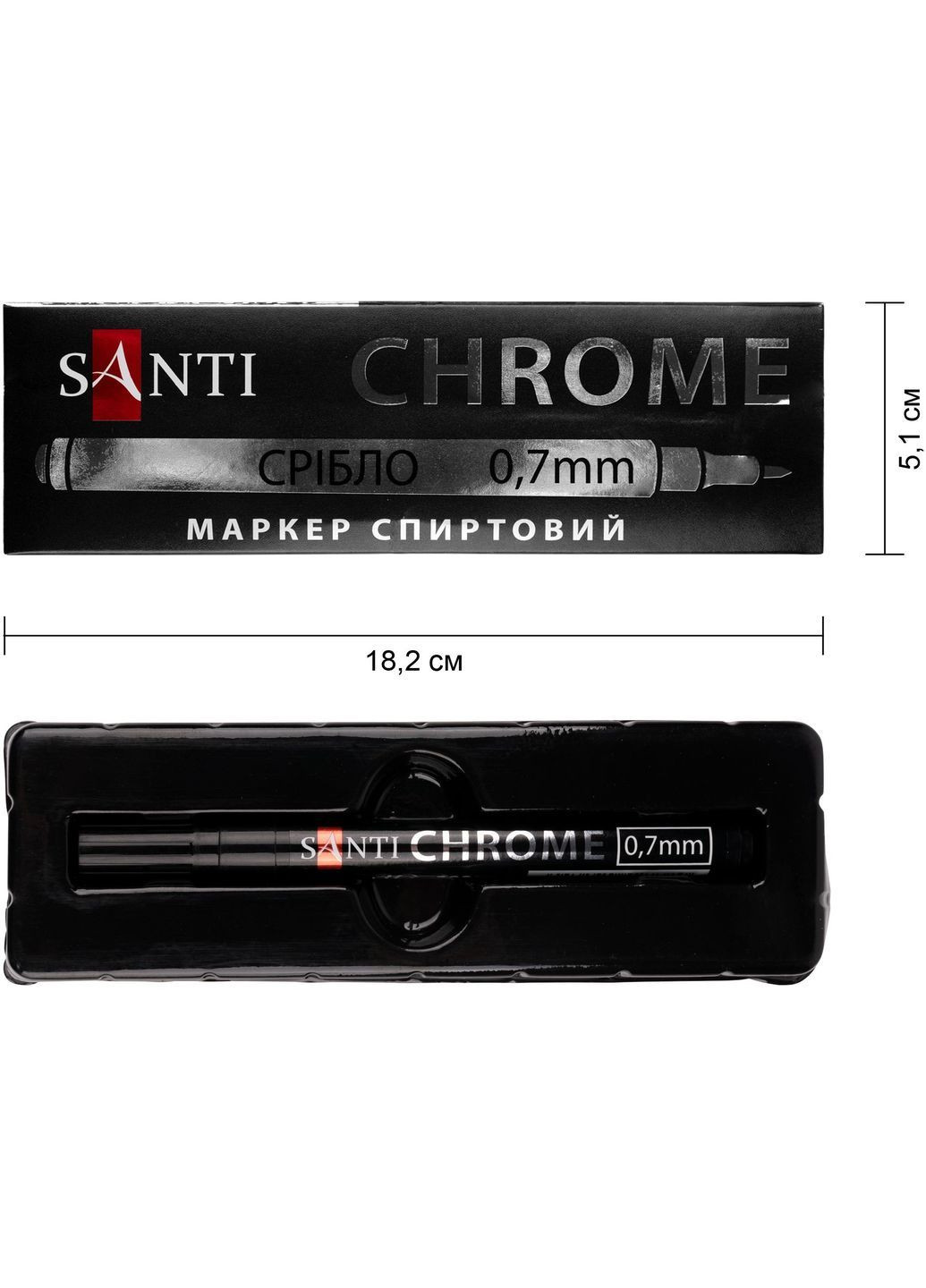 Маркер зеркальный Chrome 0.7 мм серебро () Santi 390774 (363256213)