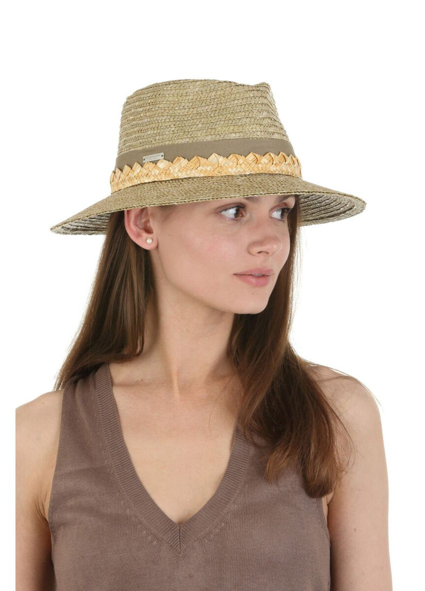 Шляпа Федора летняя женская из натуральной соломы оливковая (SC52492) Seeberger (295671602)