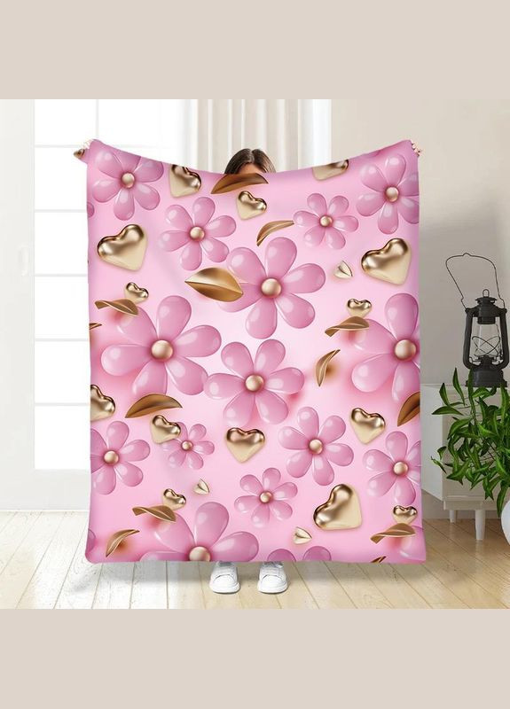 Плед покрывало Поле нежности 135х160 Разноцветное Плюш-велюр No Brand (317241548)