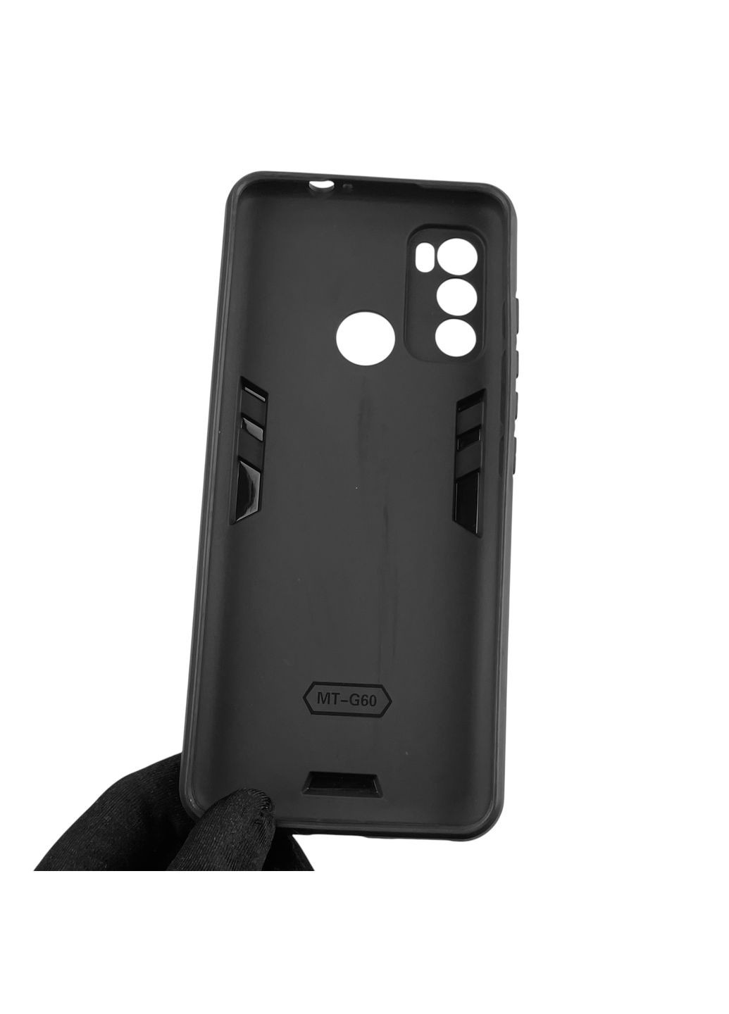 Чехол для телефона Moto G60 бронированный с магнитным кольцом-держателем на моторола г60 чёрный Motorola (366235271)