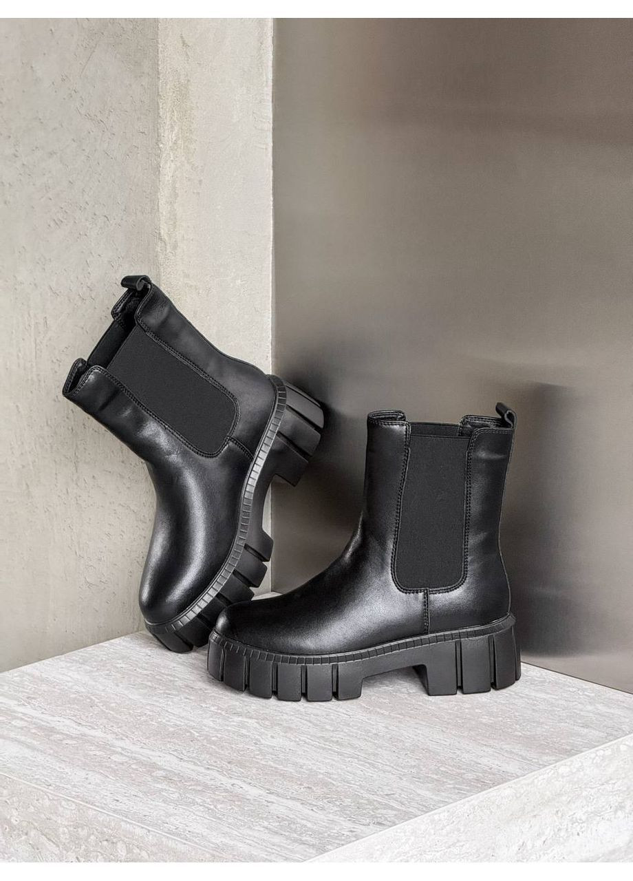 Чорні зимня жіночі зимові черевики челсі No Brand
