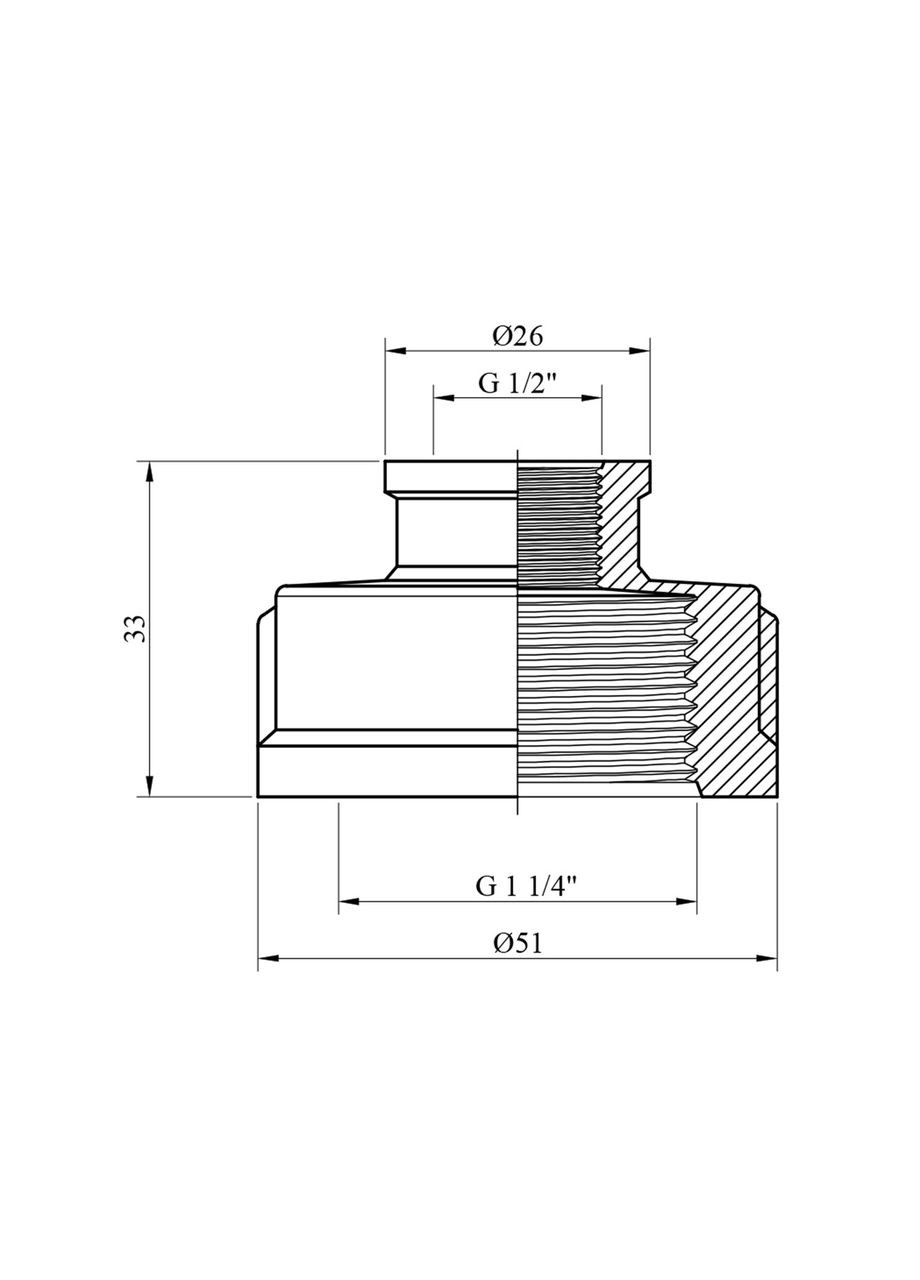 Муфта переходная усиленная 1 1/4"х1/2" ВВ латунная УК0314-В Lexline (332974260)