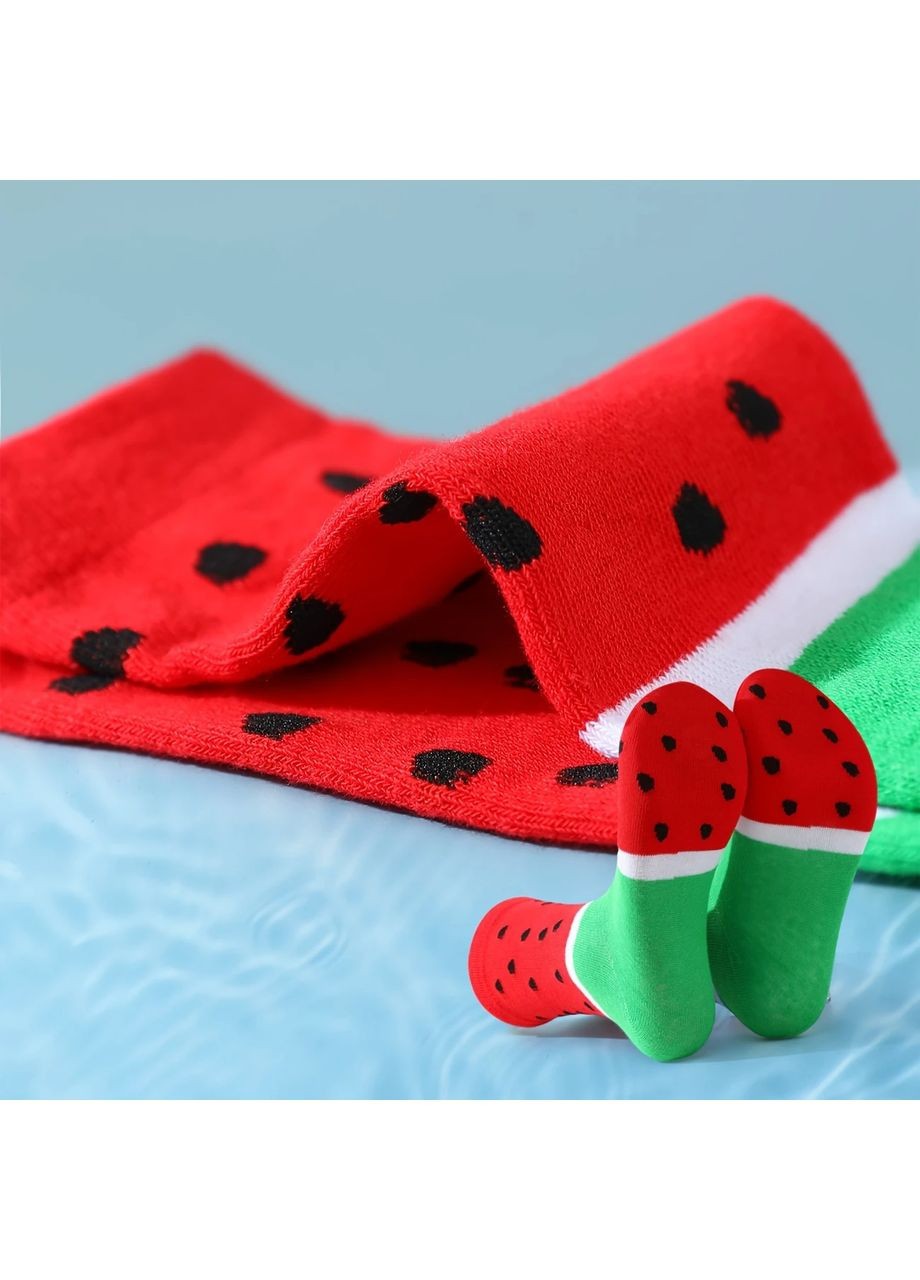 Червоні подарункові шкарпетки "кавунове морозиво", 1 пара, в упаковці на паличці, унісекс (363042291)
