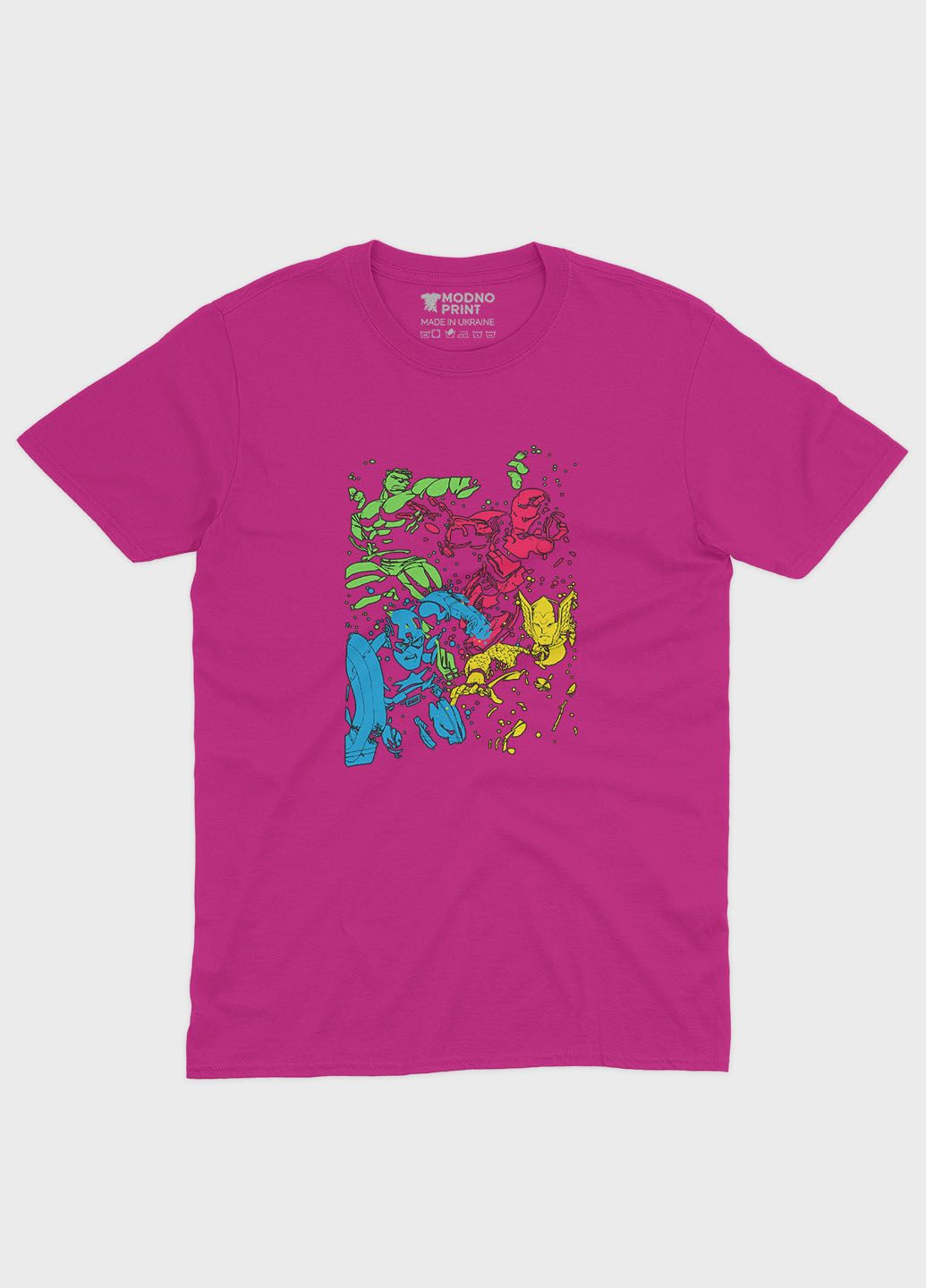 Розовая демисезонная футболка для девочки с принтом супергероями - мстители (ts001-1-fuxj-006-025-002-g) Modno