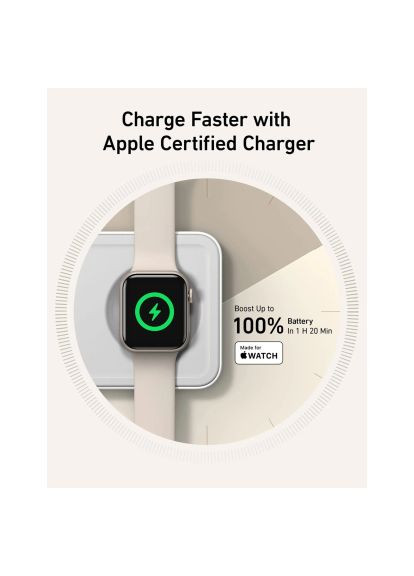 Зарядний пристрій MagGo Wireless Charging Station 15W 3-in-1 Pad White (B25M1321) Anker MagGo Wireless Charging Station 15W 3-in-1 Pad Whi (370015301)