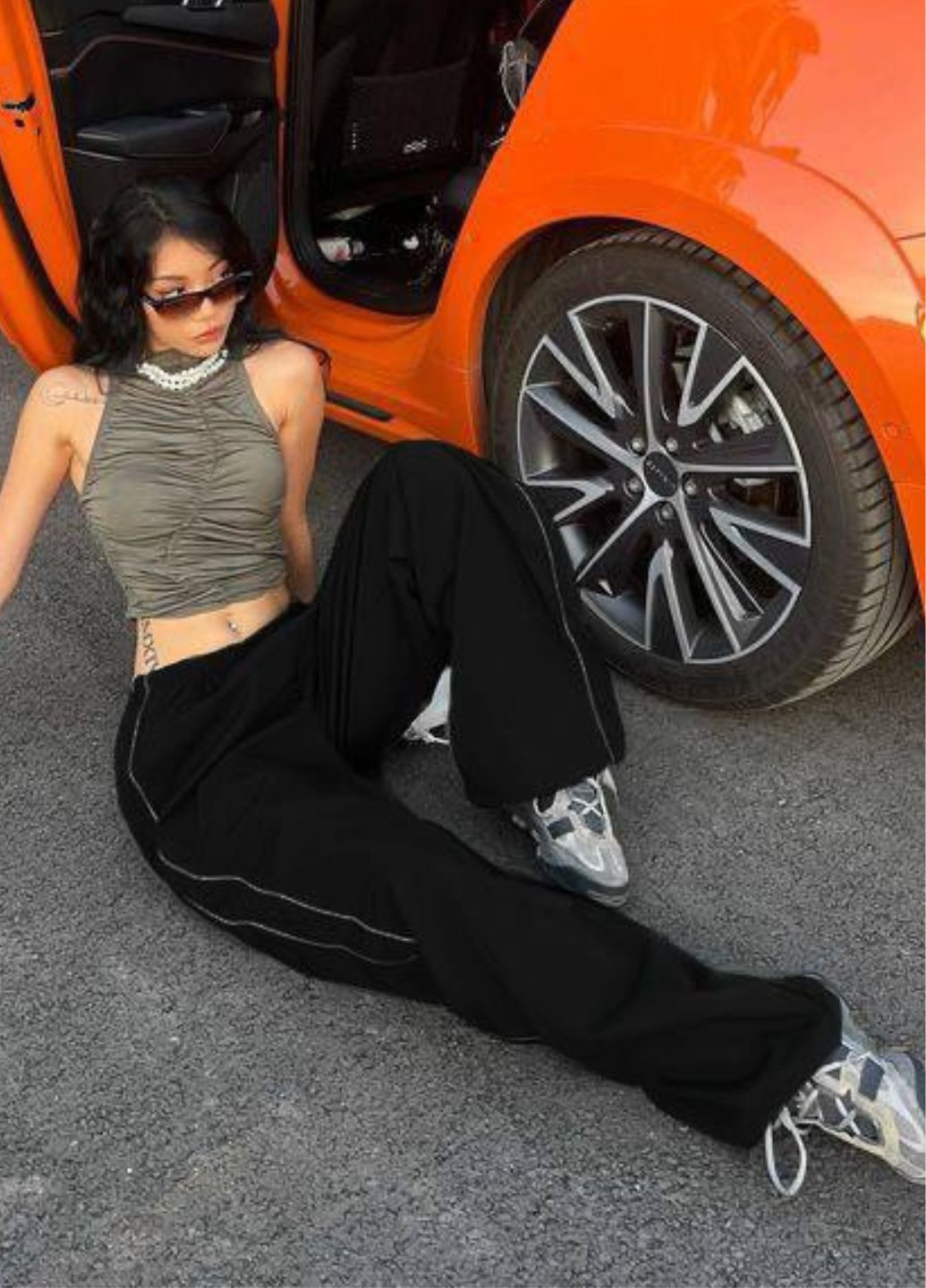 Повсякденні оверсайз штани карго високої посадки прикрашені кантом Україна (322743980)