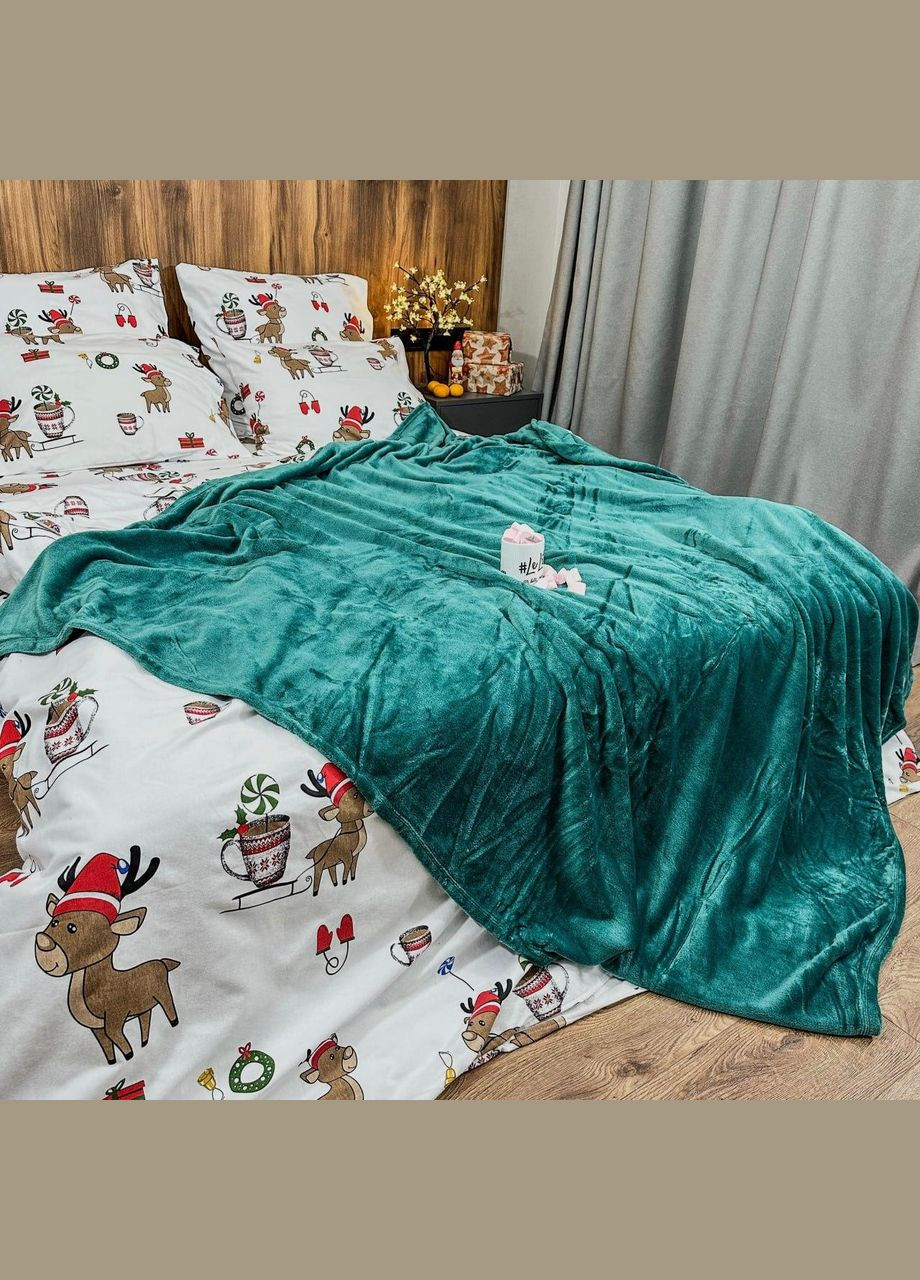 Плед микрофибра велсофт однотонный двуспальный 180х200 беж (М-lel-002) No Brand (306633566)