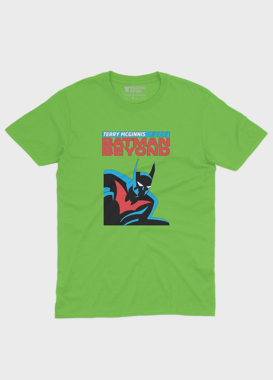 Салатова демісезонна футболка для хлопчика з принтом супергероя - бетмен (ts001-1-kiw-006-003-017-b) Modno