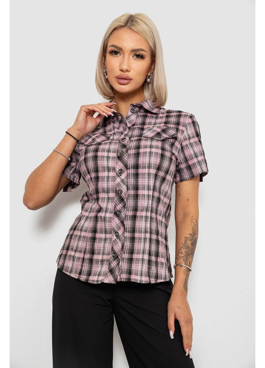Пудрова сорочка жіноча в клітинку, колір коричневий, 230r065 Ager