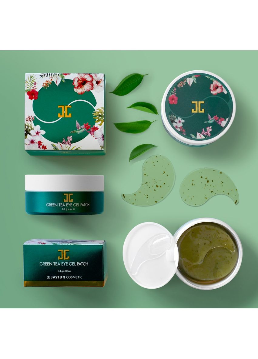 БЕЗ КОРОБКИ! Гідрогелеві патчі з пелюстками зеленого чаю Jayjun Cosmetic Green Tea Eye Gel Patch 84 г/60 шт. No Brand (317276065)