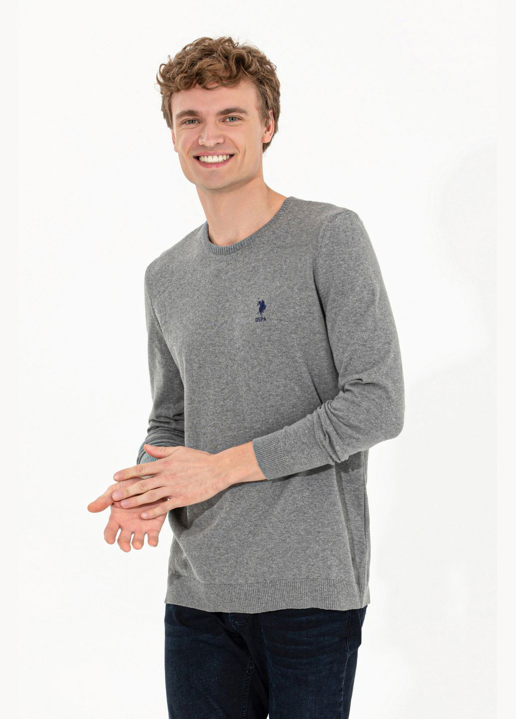 Светло-серый джемпер u.s. polo assn. мужской U.S. Polo Assn.