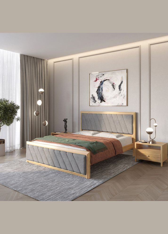 Полуторная деревянная кровать Барселона Б6/Аляска 93 (Серый) 120х190 см (MBG-14368) Mebigrand (366083233)