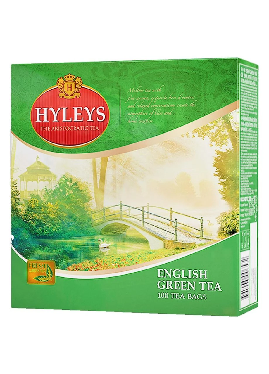 Чай English Green Tea 100 шт х 2 г пакетований зелений Hyleys (394174995)