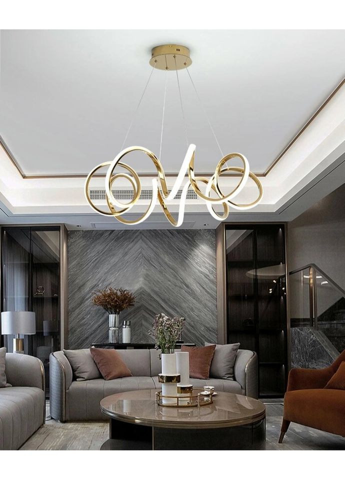 Люстра светодиодная подвесная LED светильник для квартиры на потолок лэд 27498 Золото 30-180х55х55 см. Sunnysky (335975545)