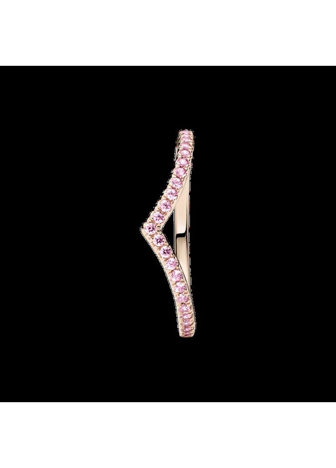 Серебряное кольцо Пандора Wishbone с розовыми камешками 186316C02 Kabluchka (355347913)