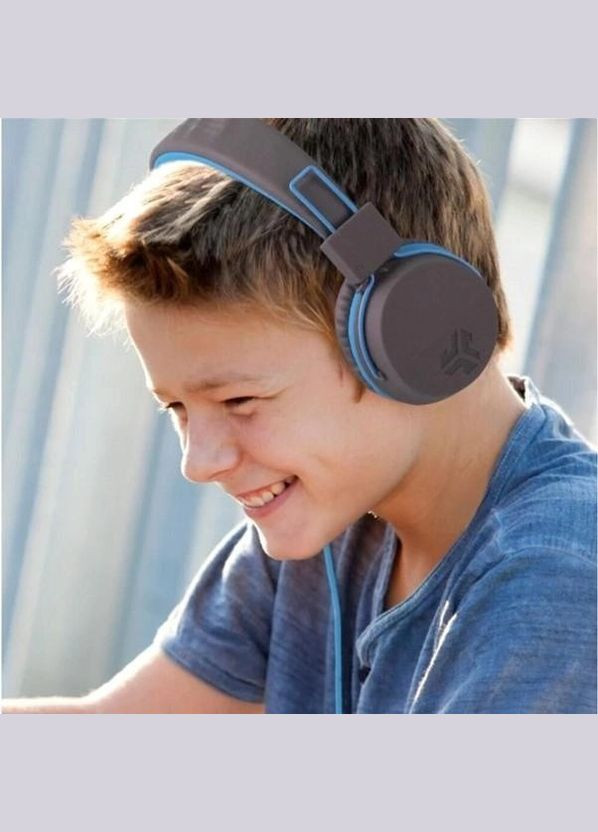 Детские наушники проводные JBuddies Kids (IEUHJKSTUDIORGRYBLU6) серые с голубым JLab (297829788)