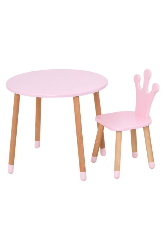 Столик со стулом "Корона" 06-025R-ROUND круглый, розовый Bambi (334143497)