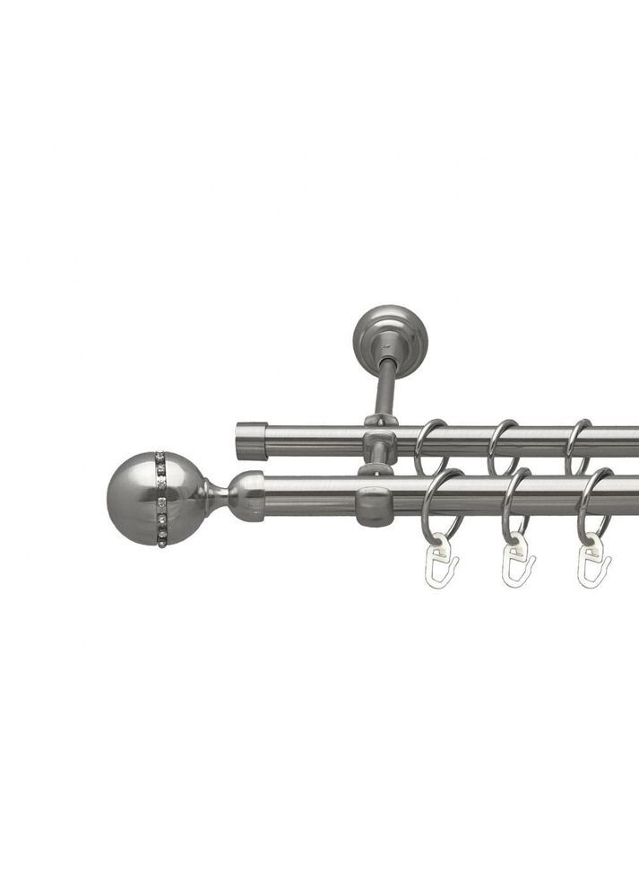 Карниз Кортеза металлический двухрядный открытый гладкая труба Нержавеющая сталь 19\16 мм 160 см (00-00016010) ORVIT (300285763)
