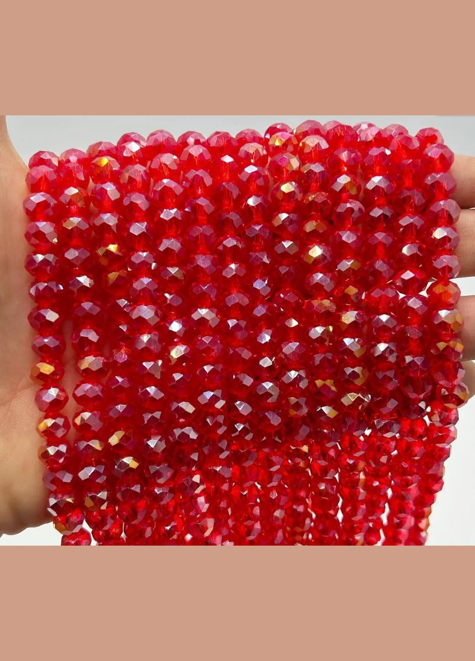 Бусины хрустальные Рондель, 8х6 мм, прозрачные АВ, красные, 70 шт No Brand (340483782)