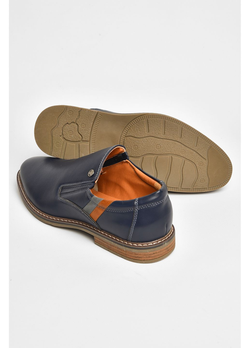 Синие джинсовые туфли мужские темно-синего цвета Let's Shop на резинке