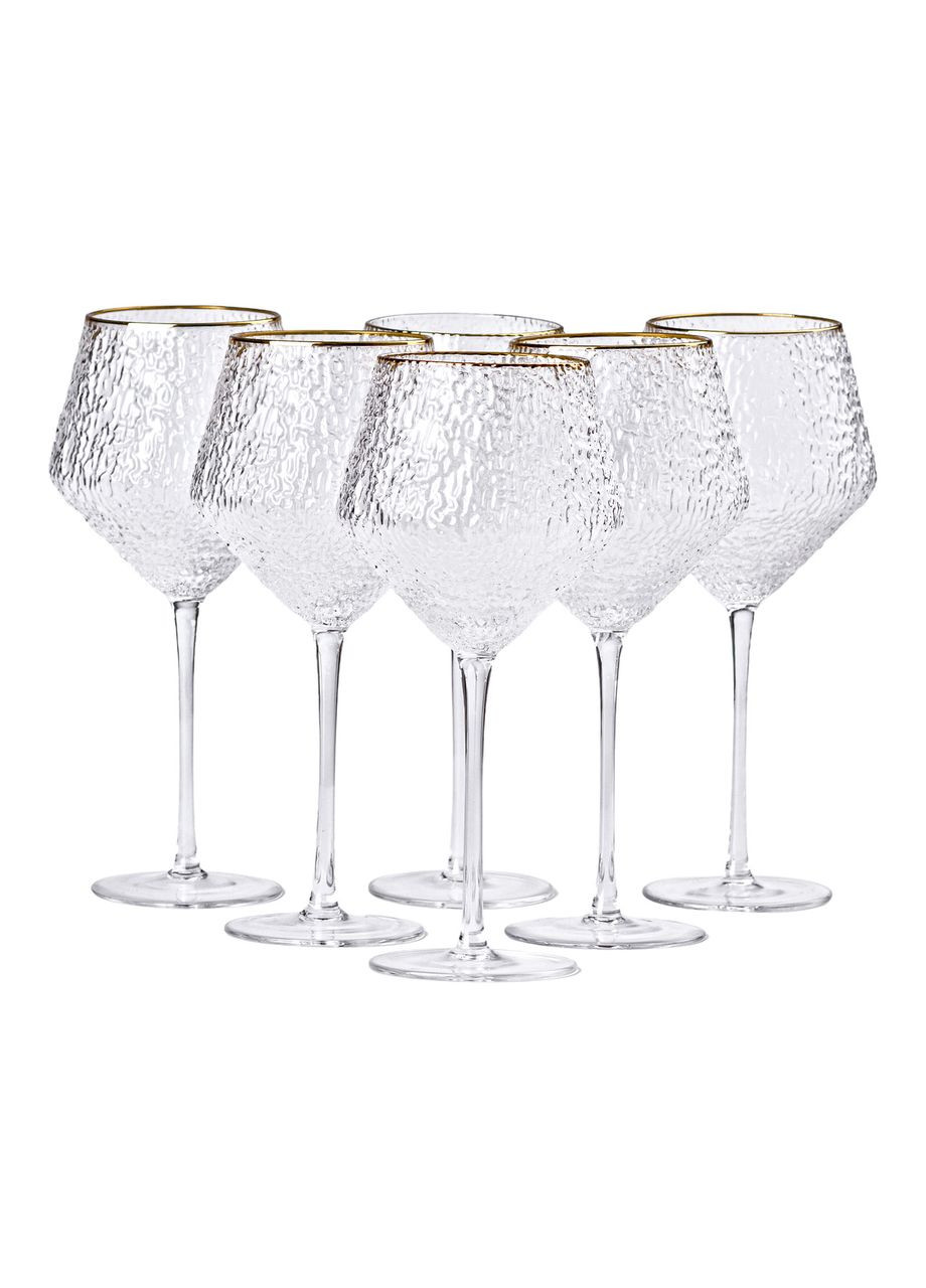 Набор фактурных бокалов, 600 мл с тонкой ножкой, комплект из 6, для вина Yiwu (356460317)