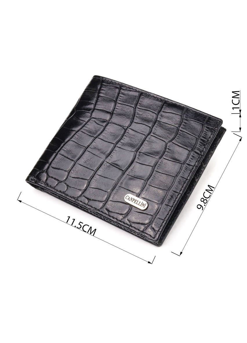 Оригінальний гаманець для чоловіків у два складення з натуральної фактурної шкіри з тисненням під крокодила 21582 Canpellini (331906979)