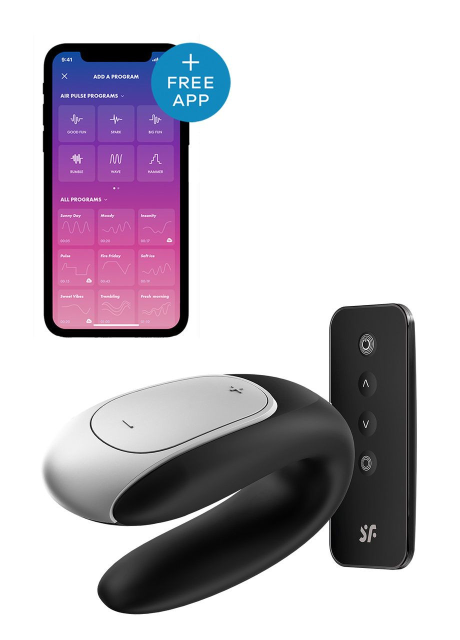 Вібратор для пар з фірмовим пультом керування Double Fun, чорний Satisfyer (303891969)