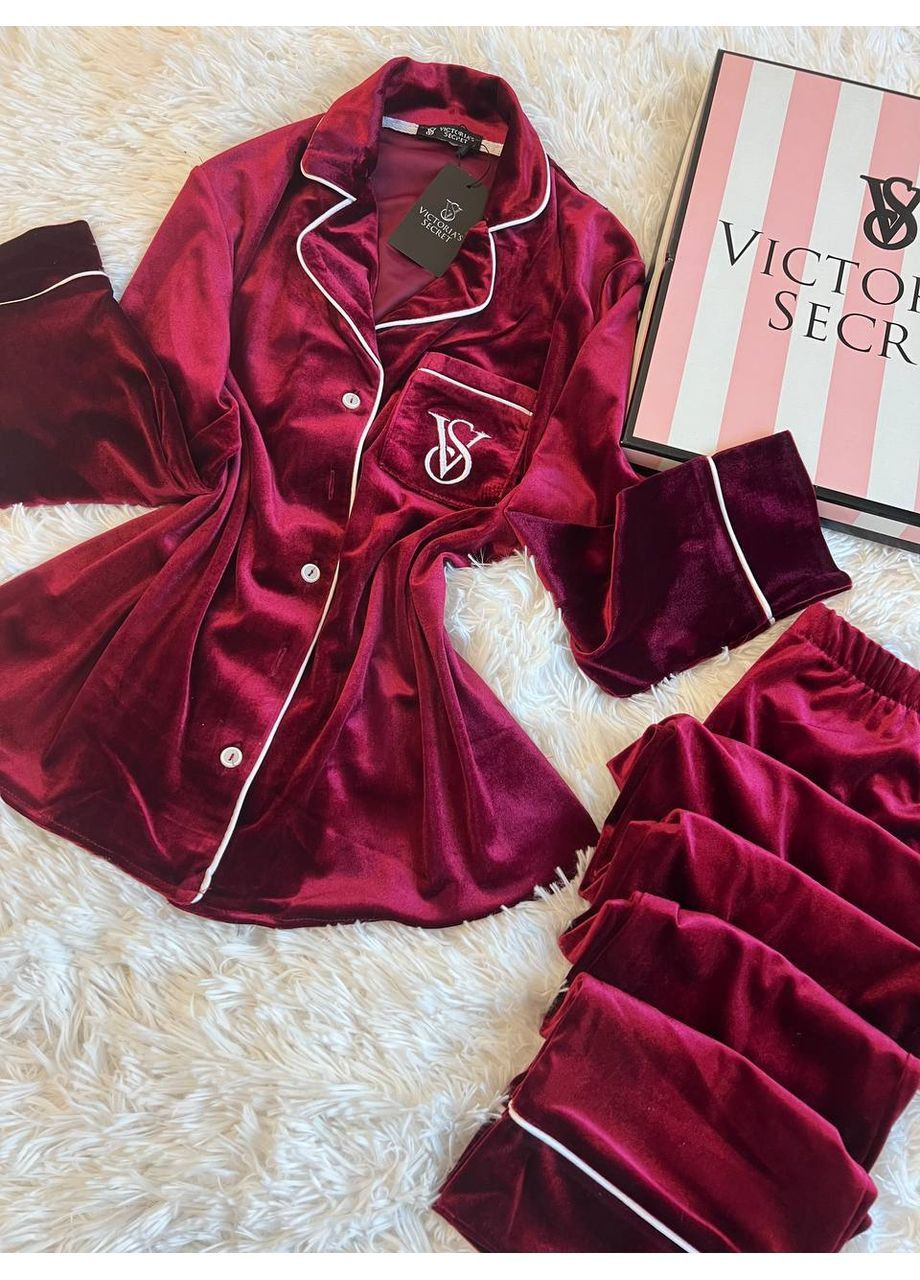 Бордова всесезон піжама viktoria’s secret,турецький бархат,сорочка та штани Україна