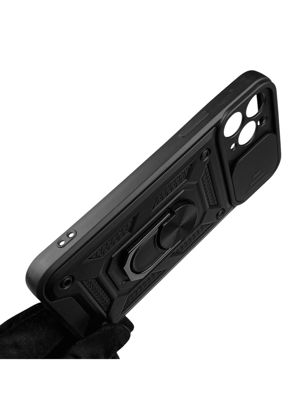 Чехол для iPhone 11 Pro бронированный с кольцом со шторкой на айфон 11 про чёрный rg1 Apple (366230630)