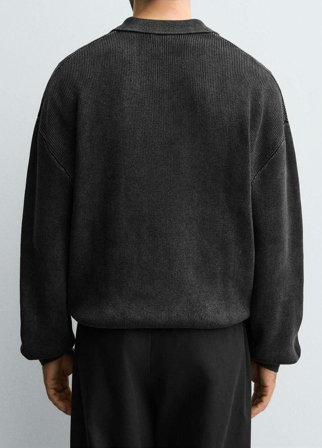 Черная футболка-поло для мужчин Zara однотонная