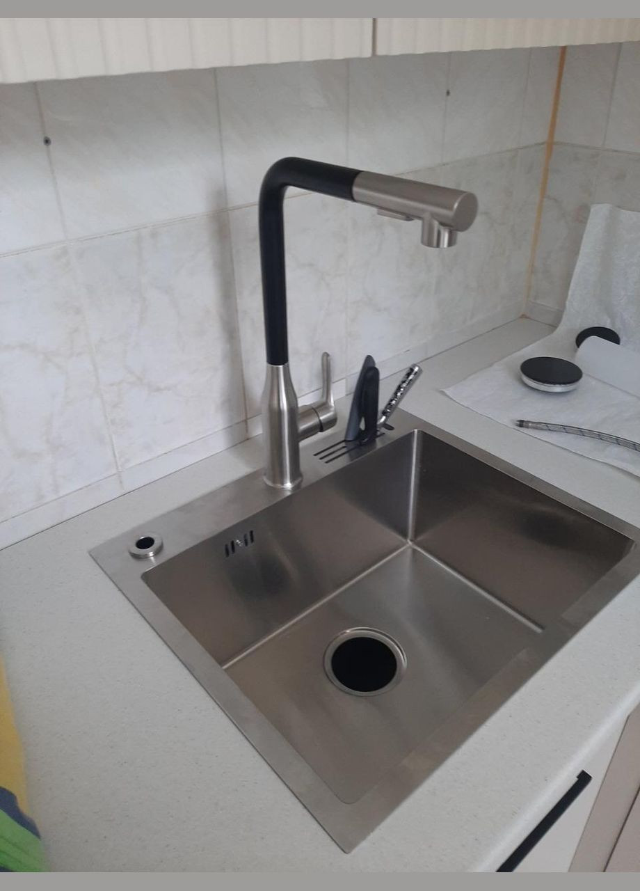 Смеситель нержавейка для кухни с выдвижным изливом WSB-33 Nett (337718085)