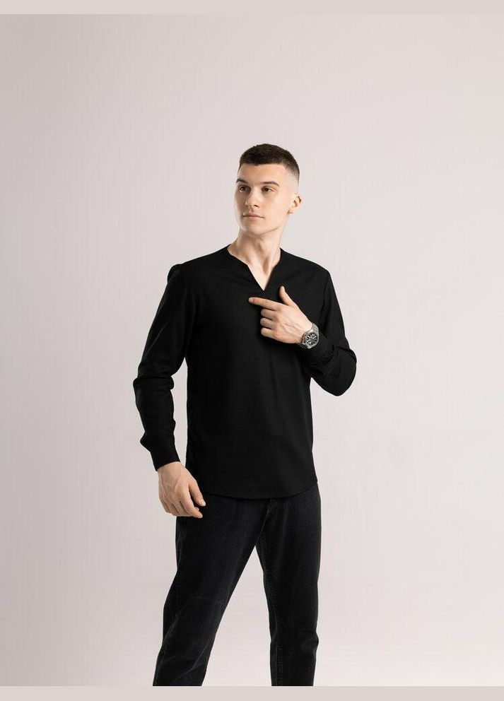 Черная рубашка однотонная No Brand