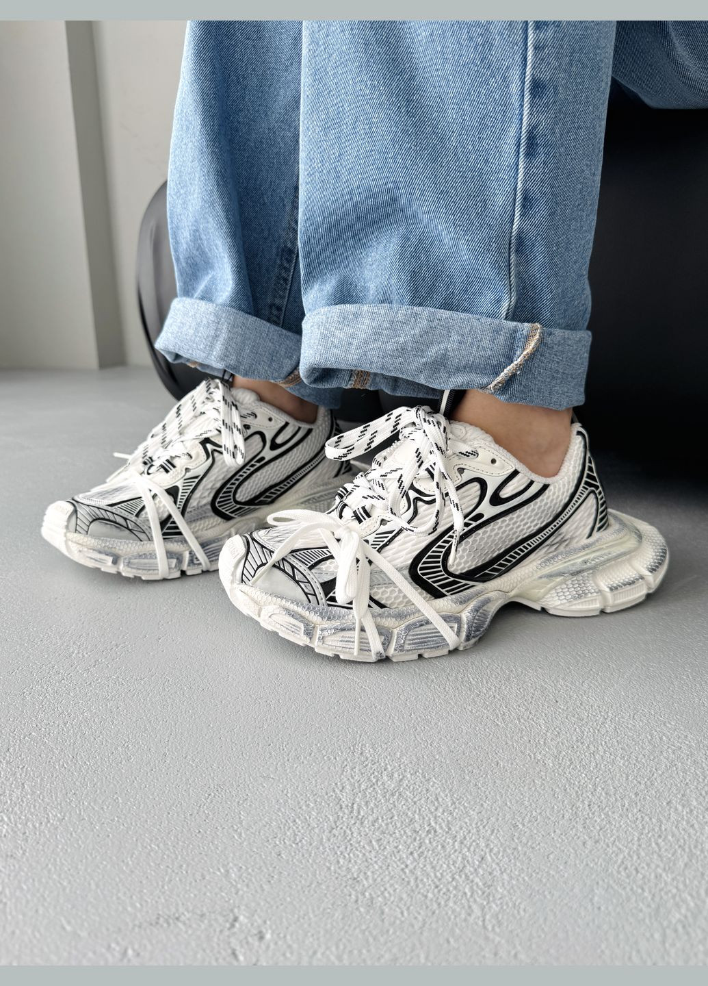 Кросівки жіночі Balenciaga 3XL White Black | Баленсіага 3ХЛ білі No Brand білі демісезони (341264133)