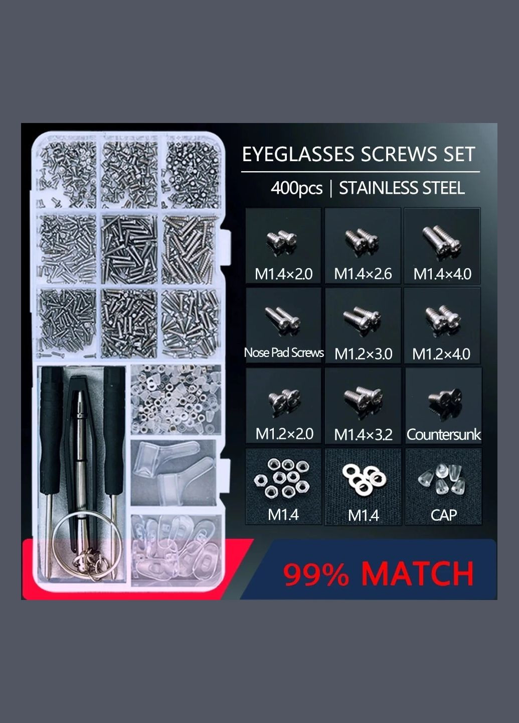 Коробка с набором винтов для очков 1000 шт. JVR (297707703)