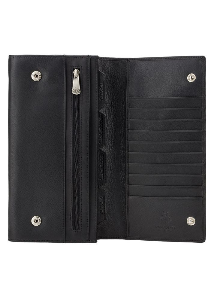 Шкіряне дорожнє портмоне чорного кольору 1179 BLK Polo (Black) Visconti (303830924)