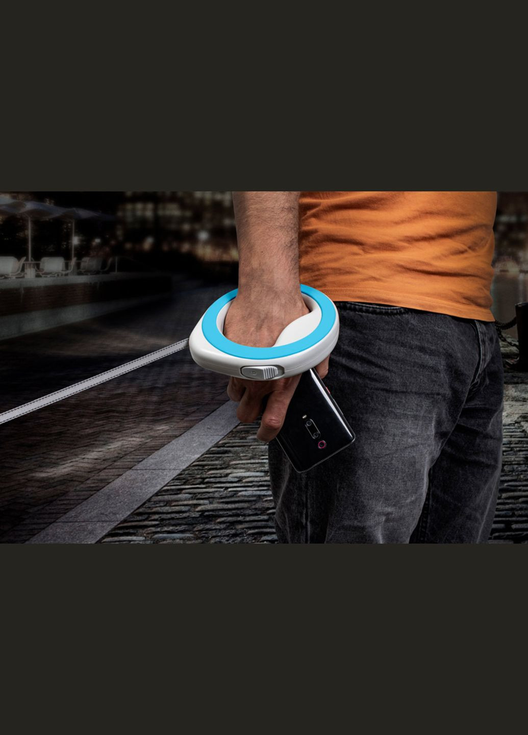 Повідець-рулетка для собак R-leash Кругла XS-M до 40 кг 29 м світловідбивна стрічка Блакитний WAUDOG (322528039)